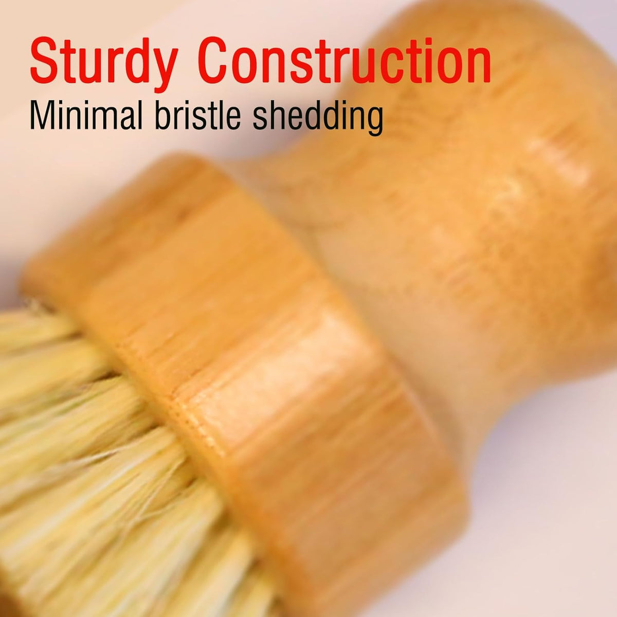 Bamboo Palm Dish Brush Set, Natural Bristle Dish Brush with Holder, Eco Friendly Soft Scrub Kitchen