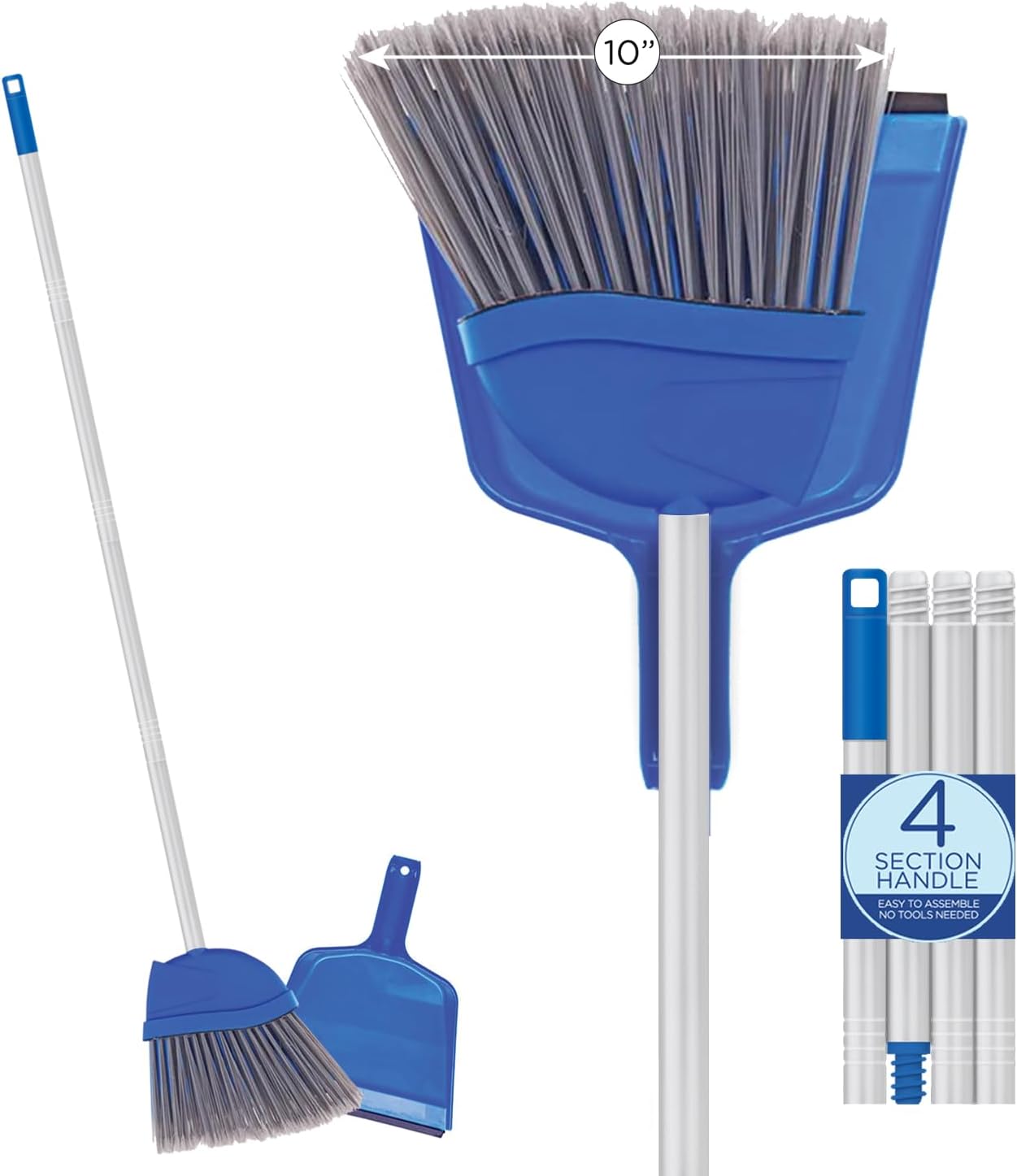 Angle Broom w/Dustpan, Indoor, 9.25" W Head, Smaller Style- Made w/Recycled Soda Bottles & Polished