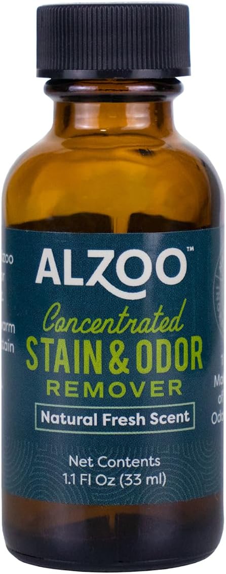 ALZOO Concentrated Stain & Odor Remover Refill Bottle, 100% Plant-Based Active Ingredients, 1.1 Fl.