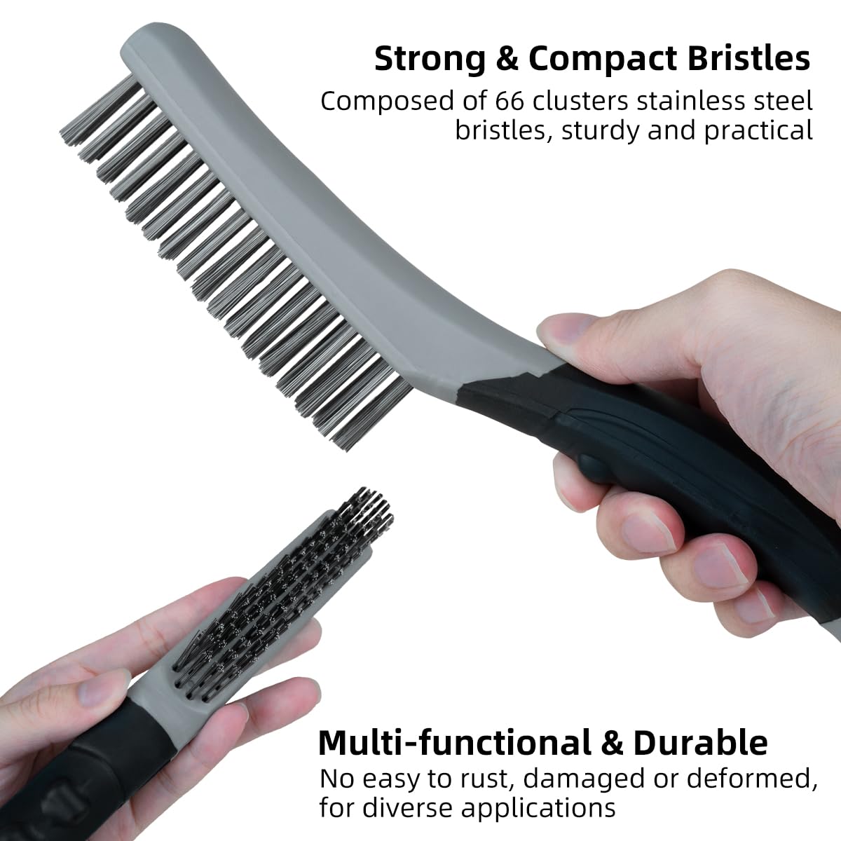 7 PCS Wire Brush Set, Brass Wire Brush and Stiff Bristle Metal Brush with Handle, Heavy Duty