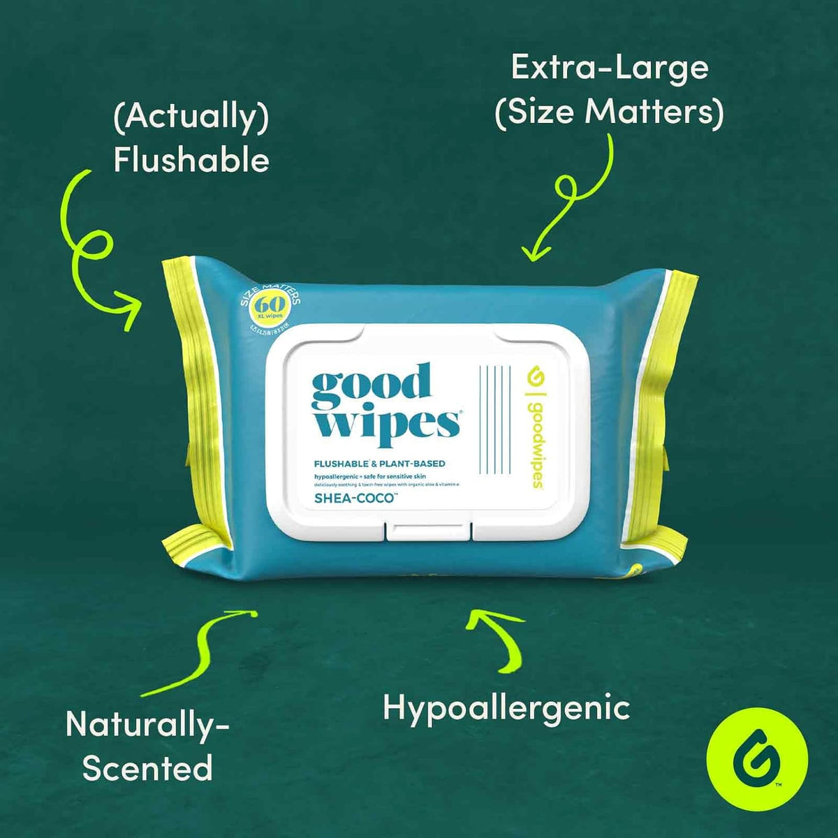 Goodwipes Flushable Wipes – Made with Vitamin E & Aloe – Soft, Individually Wrapped Butt & Feminine