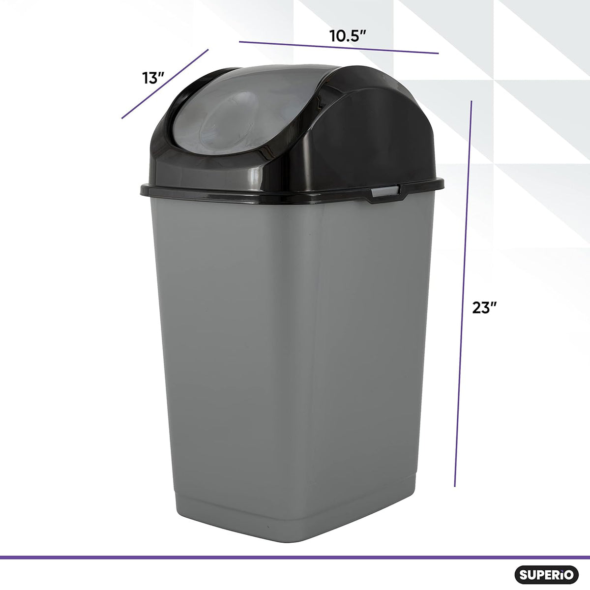 Superio Office Trash Can with Lid 9 Gallon Kitchen Garbage Can Bedroom Waste Basket 37 Qt. Swing