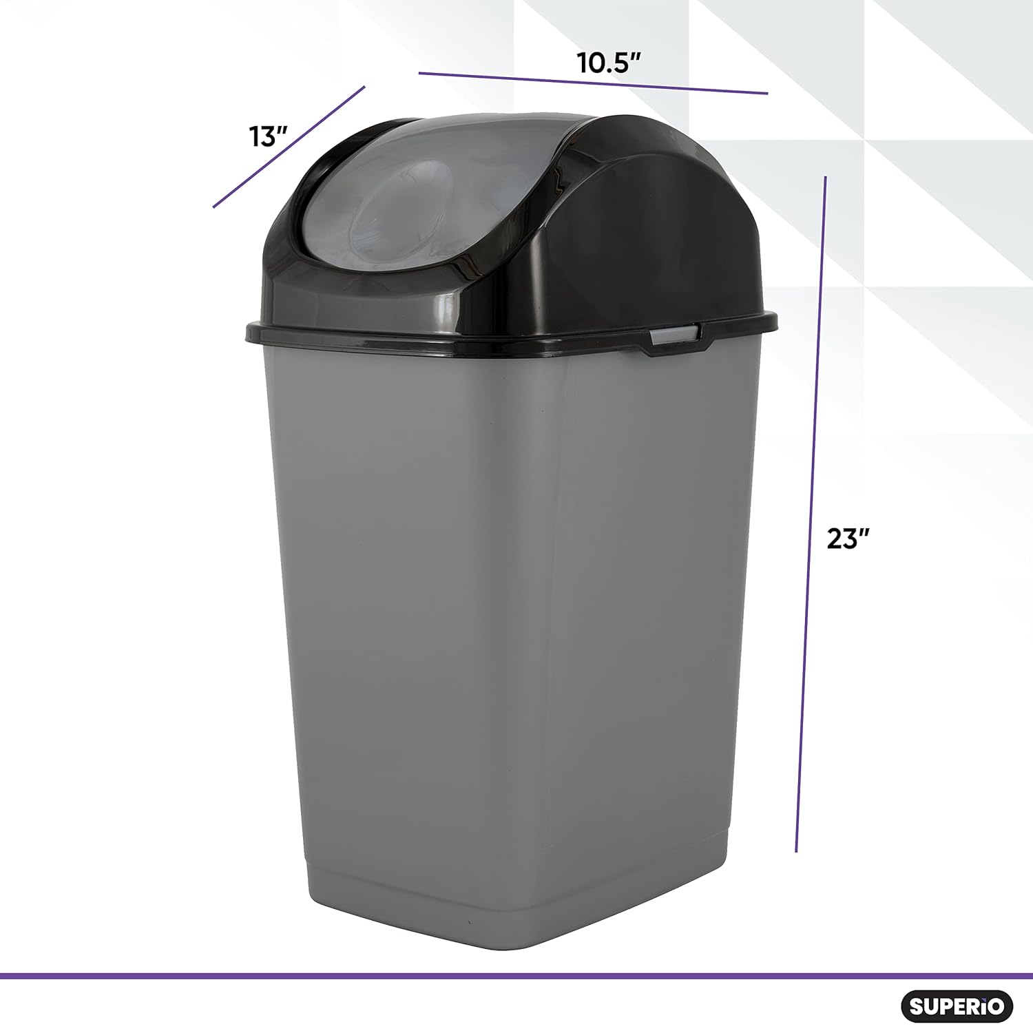 Superio Office Trash Can with Lid 9 Gallon Kitchen Garbage Can Bedroom Waste Basket 37 Qt. Swing