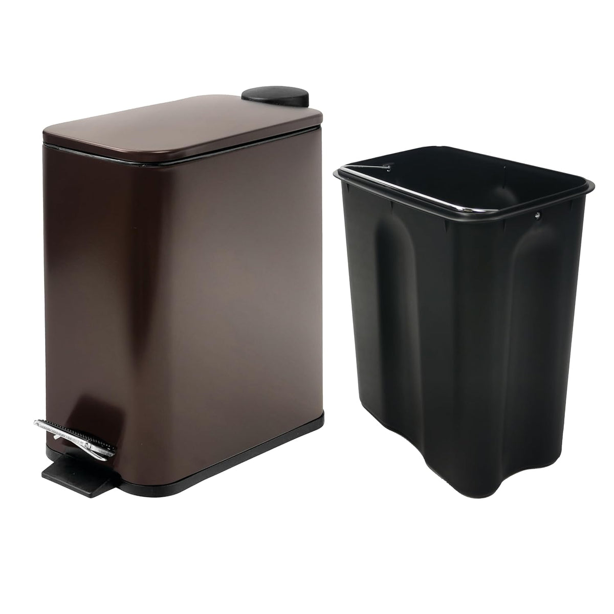 Stainless Steel Small Trash Can with Lid & Step Pedal - 6 Liters/1.6 Gallon Soft Close Garbage Can