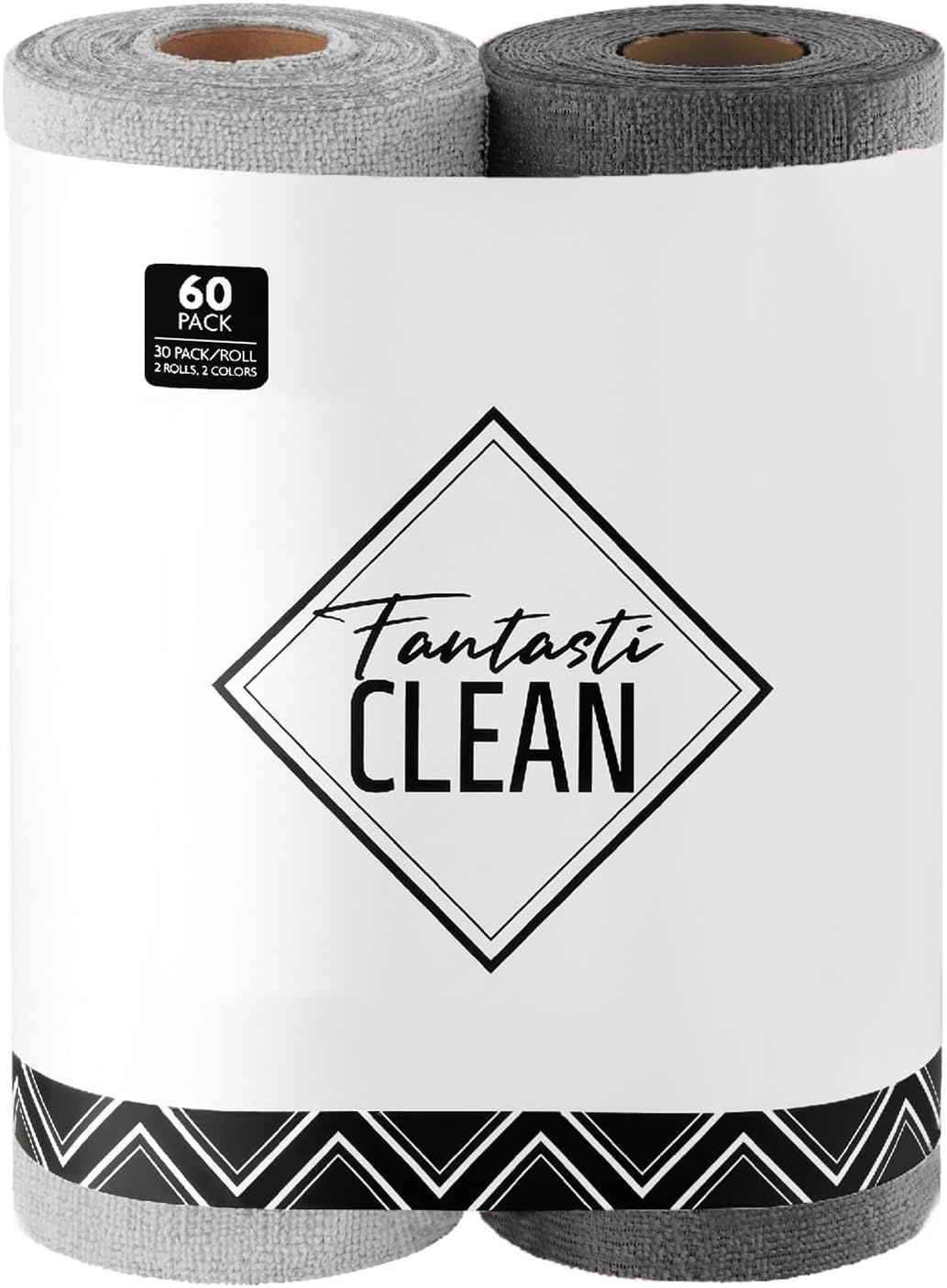 Fantasticlean Microfiber Cleaning Cloth Roll -60 Pack, Tear Away Microfiber Towels, 12" x 12"