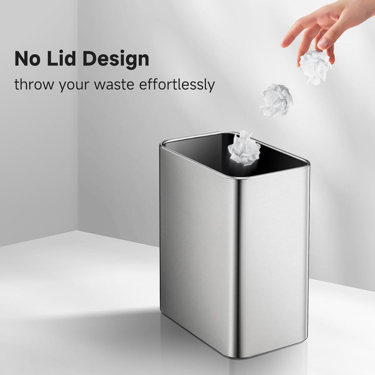 TIPGO Small Metal Trash Can, 2.1 Gallon Slim Trash Can for Bathroom, Wastebasket Garbage Bin for