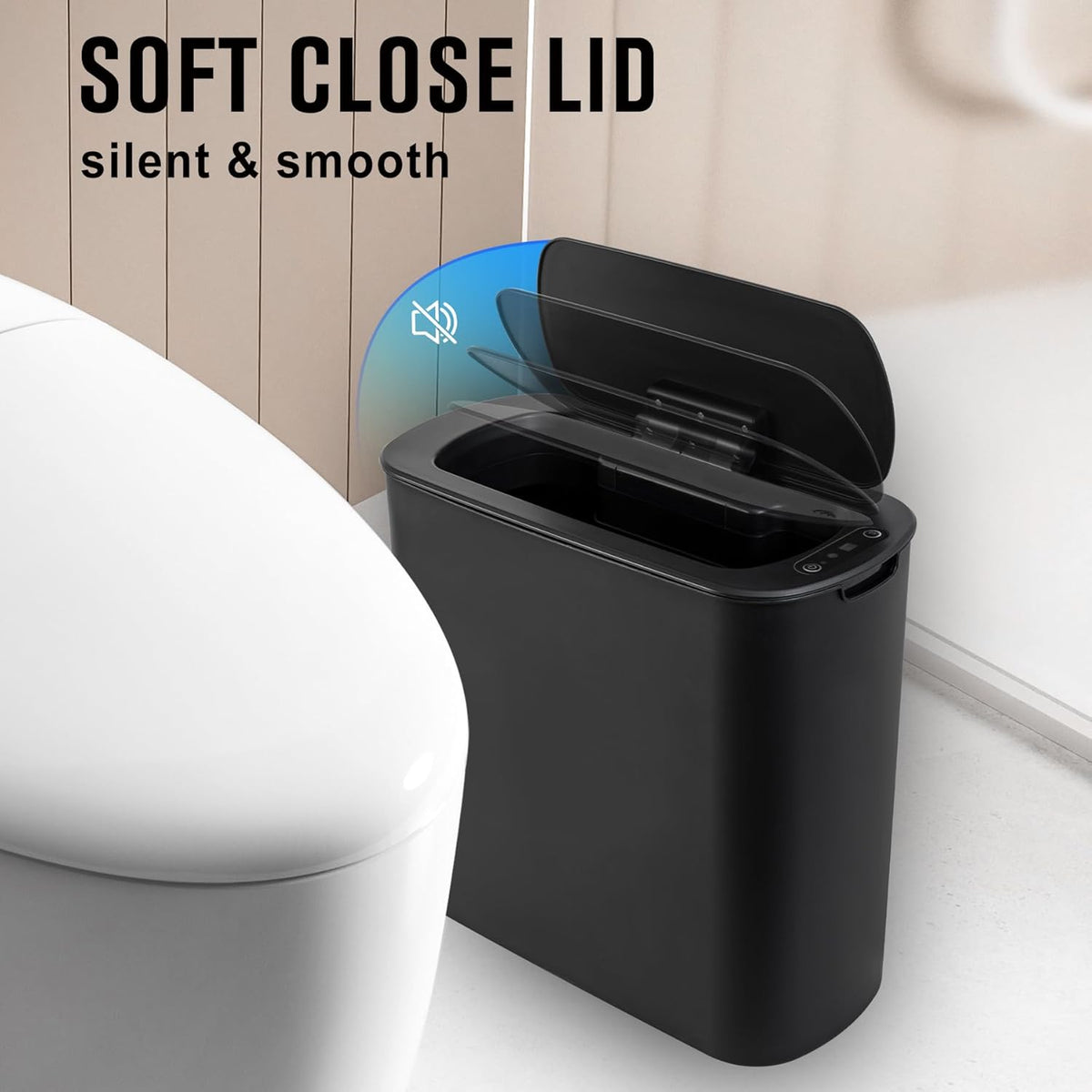 Cesun Automatic Motion Sensor Black Bathroom Trash Can with Lid, 2.6 Gallon Touchless Trash Bin