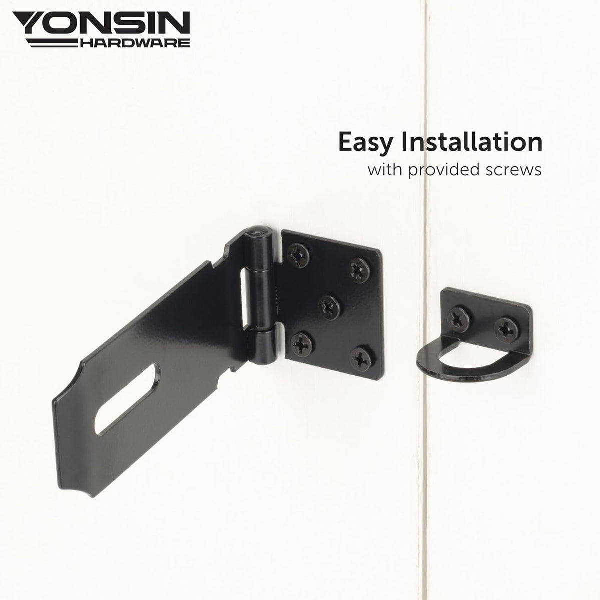 4" Door Padlock Safety Hasp Latch 2 Pcs, Door Hasp Clasp Lock Gate Shed Hasp Latch Lock for Door