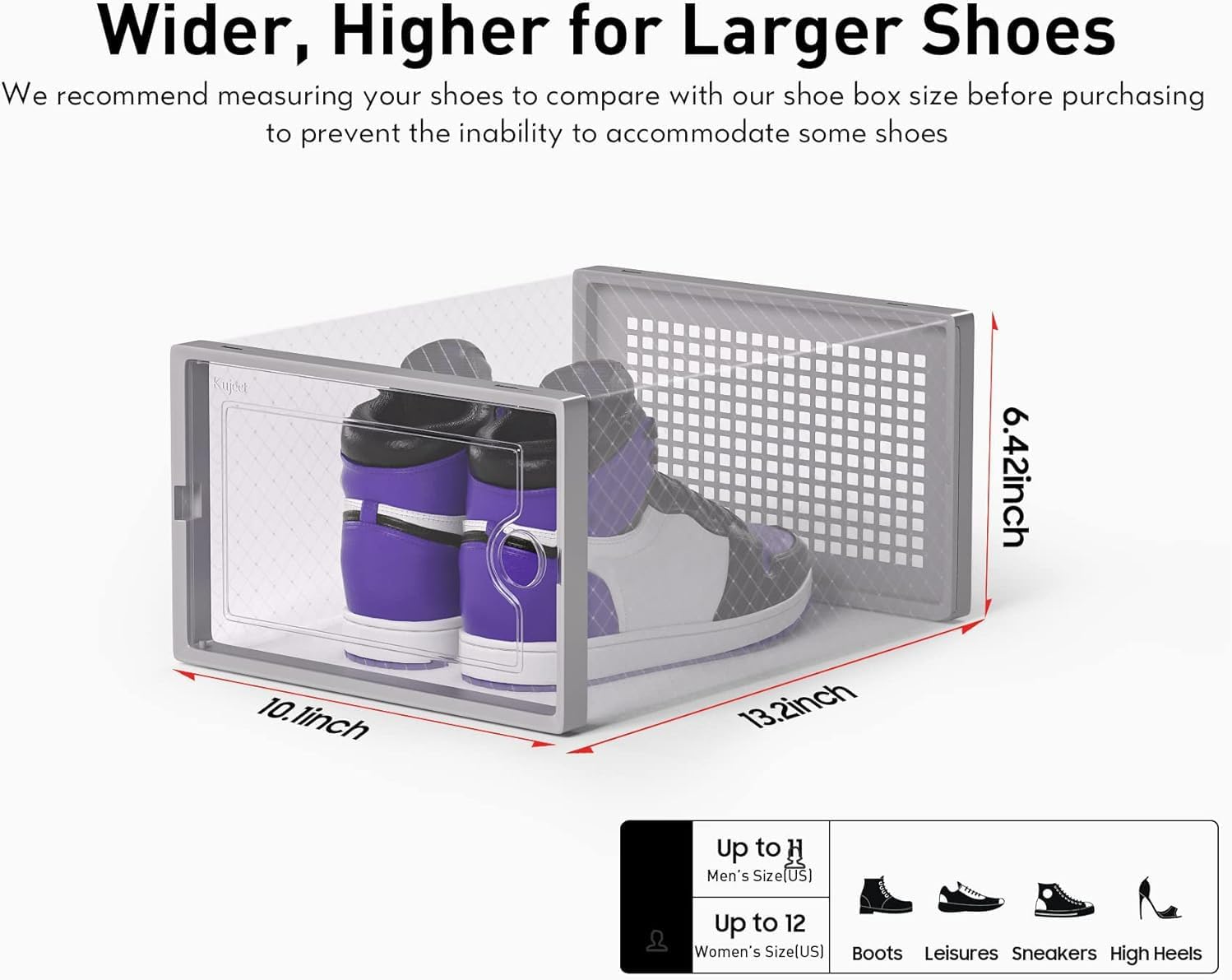 Kuject X-Large Shoe Storage Boxes Organizers Clear Plastic Stackable 12 Pack, Shoe Rack & Holder