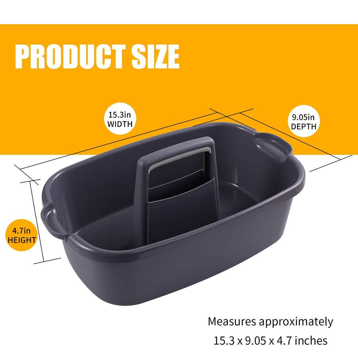 Omirome 2-Pack Large Gray Cleaning Caddy for Cleaning Supplies with Handle - Portable Plastic Tote