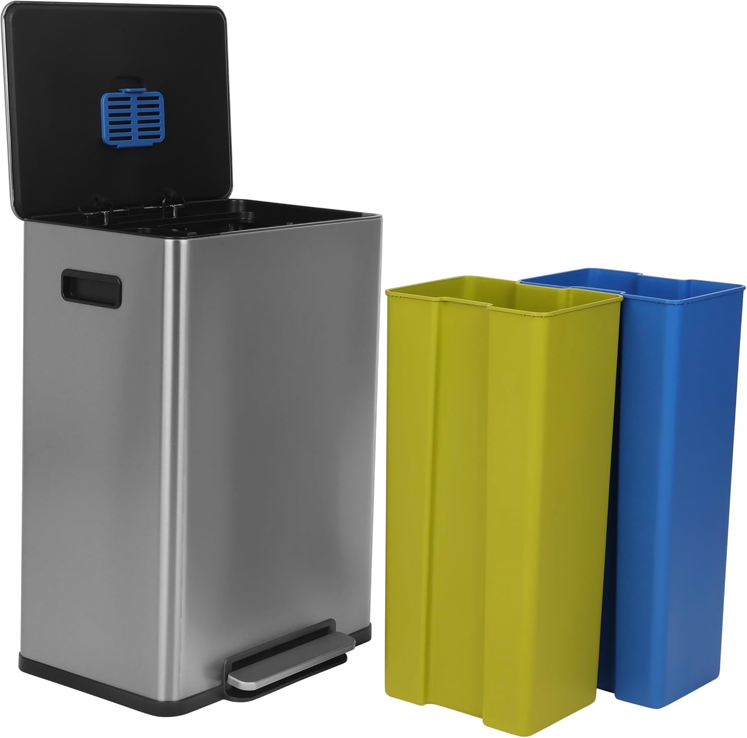 Simpli-Magic 16 Gallon (60L) Step Trash Can – Dual Compartment Kitchen Garbage Can – Waste &