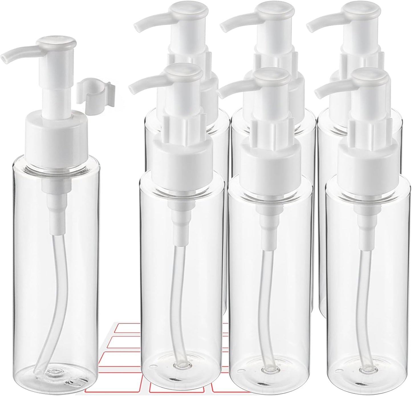 7 Pack 3.4 Oz/100ml Travel Pump Bottle TSA Approved Empty Plastic Pump Bottles Dispenser Portable