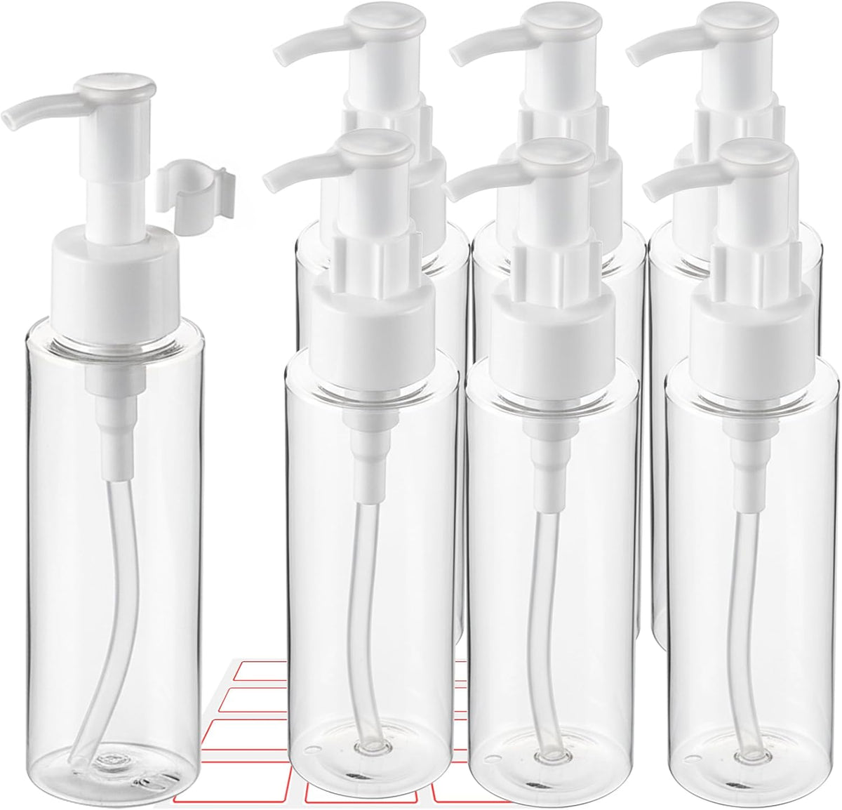 7 Pack 3.4 Oz/100ml Travel Pump Bottle TSA Approved Empty Plastic Pump Bottles Dispenser Portable