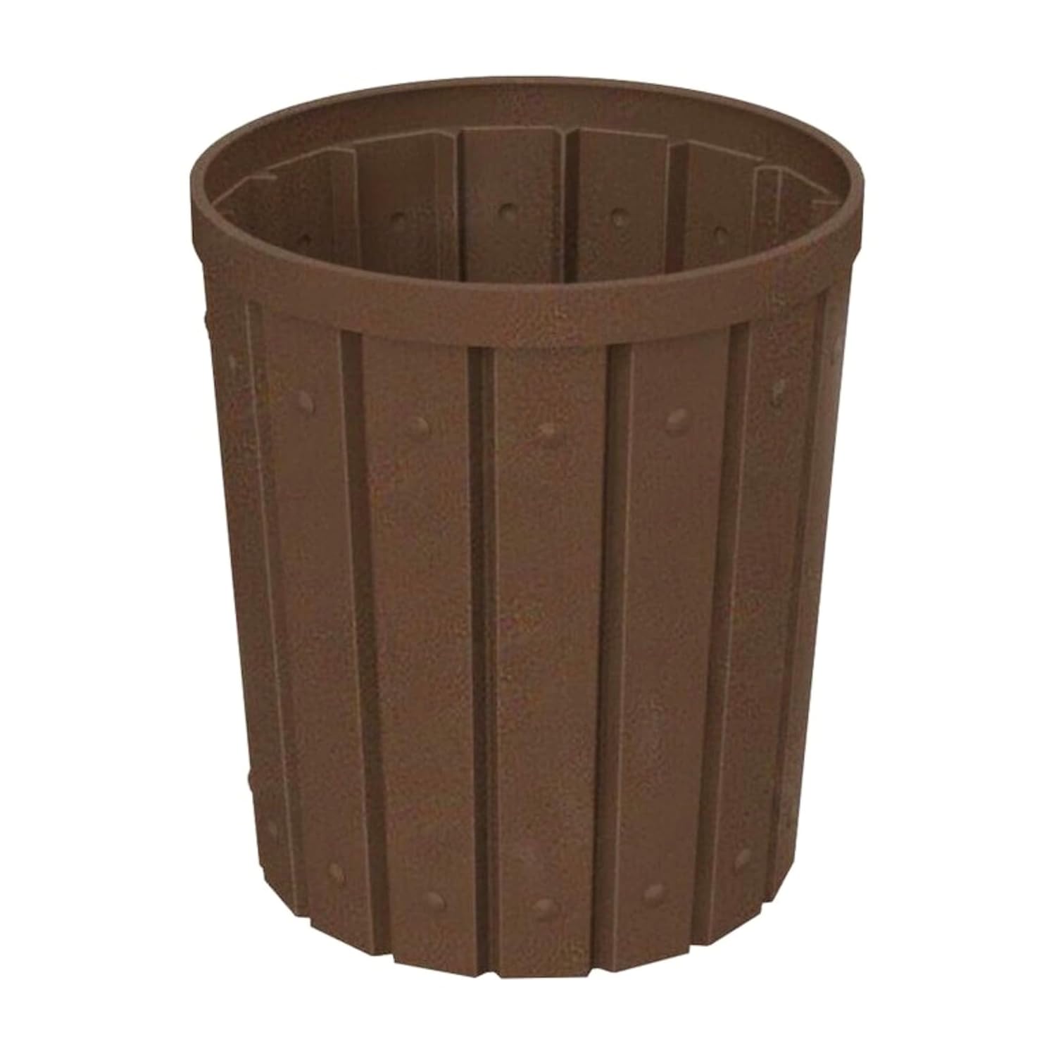 42 Gallon Slated Circle 100% Recycled Plastic Commercial Outdoor or Indoor Trash Can with Push Open