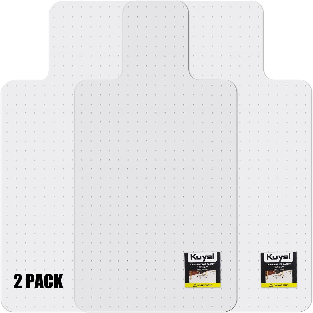 Kuyal Office Chair Mat for Carpet, 2 Pack 36x48 Clear Heavy Duty Computer Chair Mat with Lip, Under