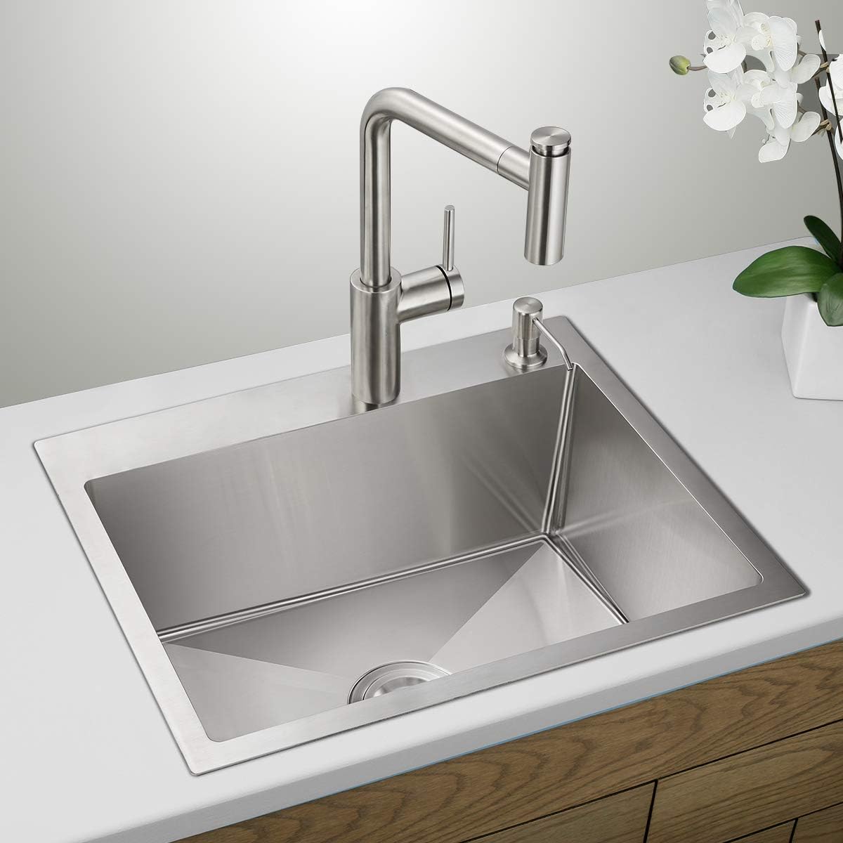 24x18 Inch Kitchen Sink Drop In, Premium T-304 Grade Stainless Steel Sink, 9" Deep Single Bowl with