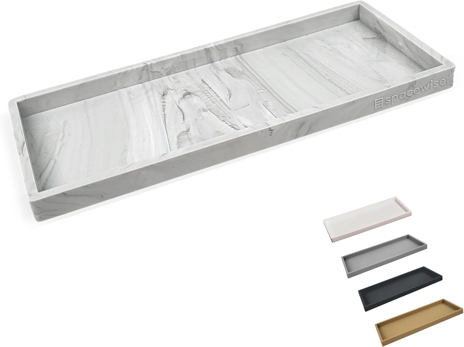 Countertop and Vanity Tray - 11.7" Silicone Bathroom Tray Countertop, Dish Soap Trays for Kitchen