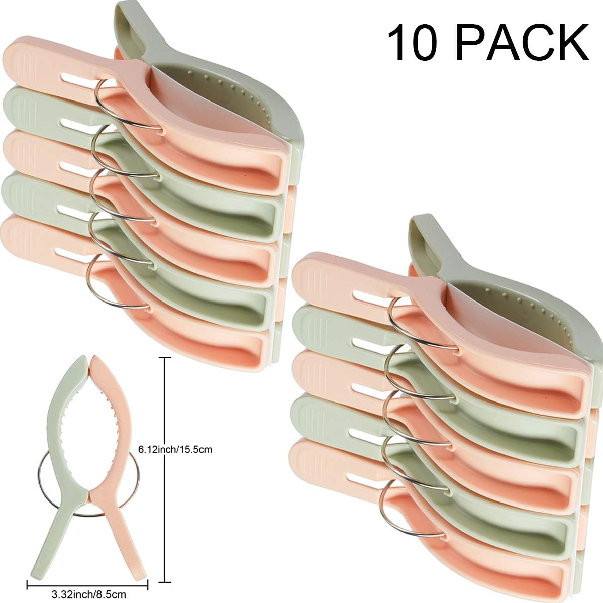 10 Pack Beach Towel Clips for Beach Chairs Jumbo Size Towel Clamps Lounge Pool Chairs on Cruise