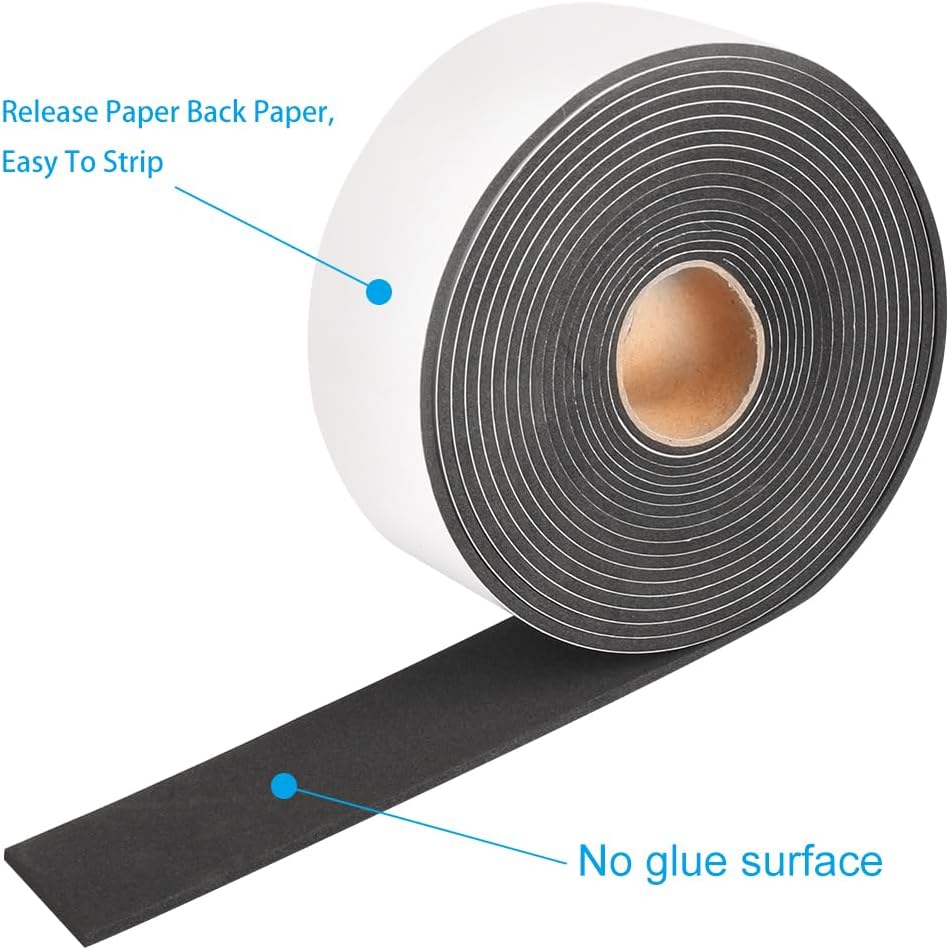 High Density Foam Tape,2 Inch Wide x 1/8 Inch Thick Door Insulation Tape,Adhesive Weather Stripping