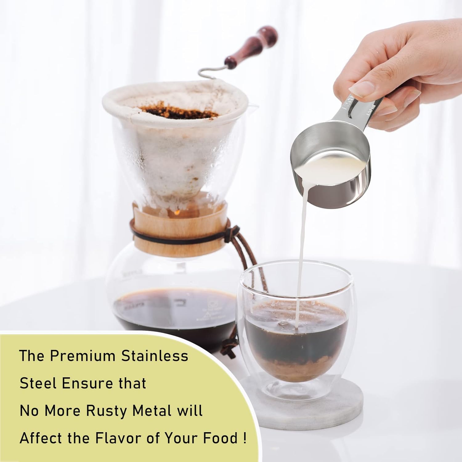 1PCS 1/2Cup (120ml, 4oz) Single Measuring Cup, Stainless Steel Measure Scoop, Metric and US