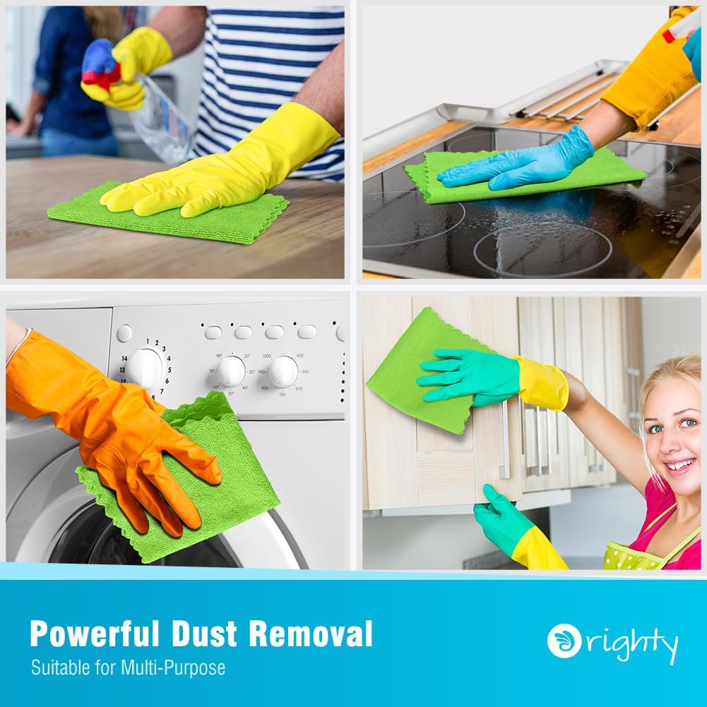 Orighty Microfiber Cleaning Cloth, 24 Pack Highly Absorbent Cleaning Supplies, Reusable Clean Rags