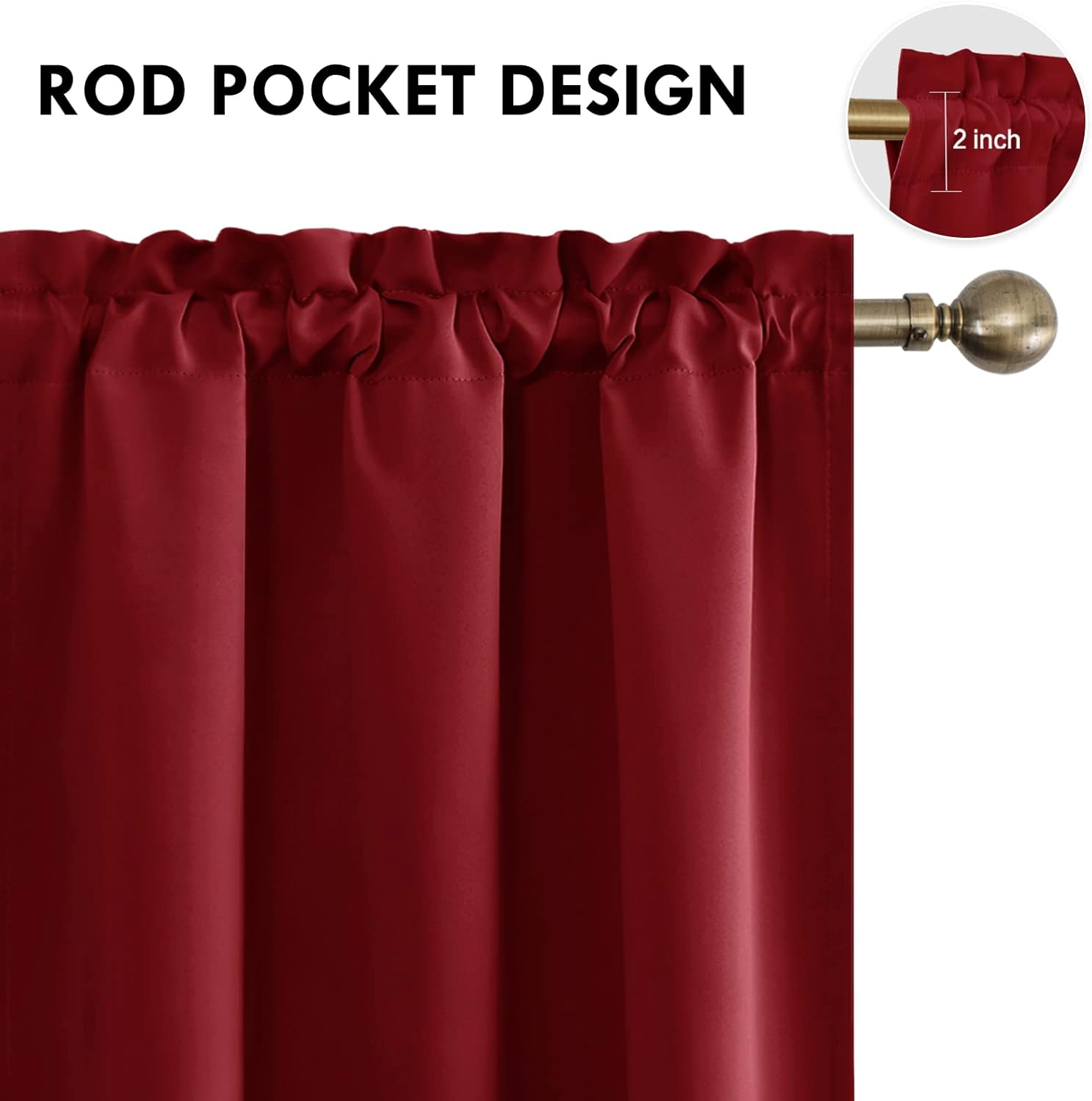 DWCN Christmas Burgundy Room Darkening Blackout Curtains - Thermal Insulated Privacy Energy Saving