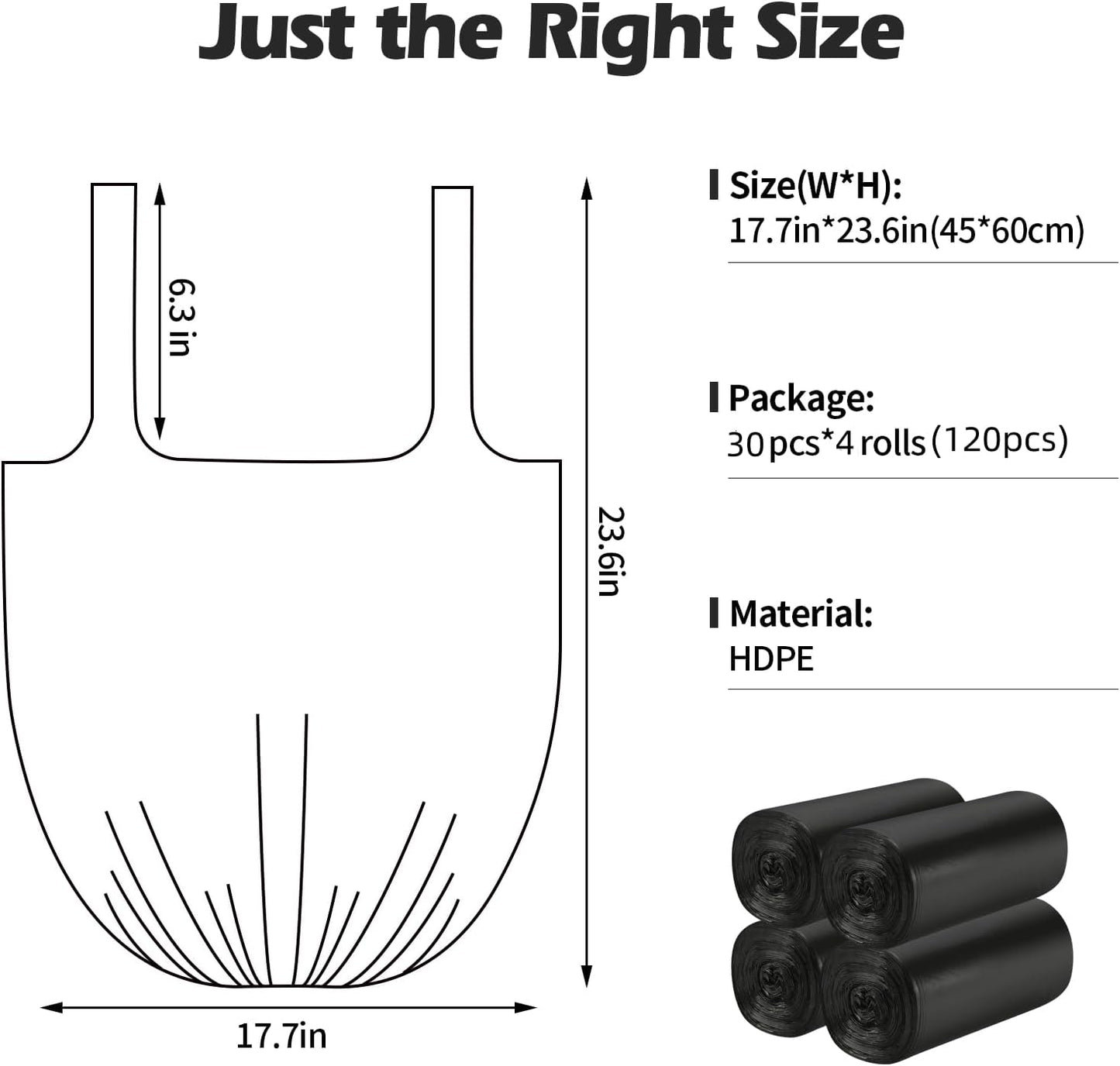 2-4 Gallon Portable Trash Bags,120 Counts Thicken portable Small Garbage Bags for Office
