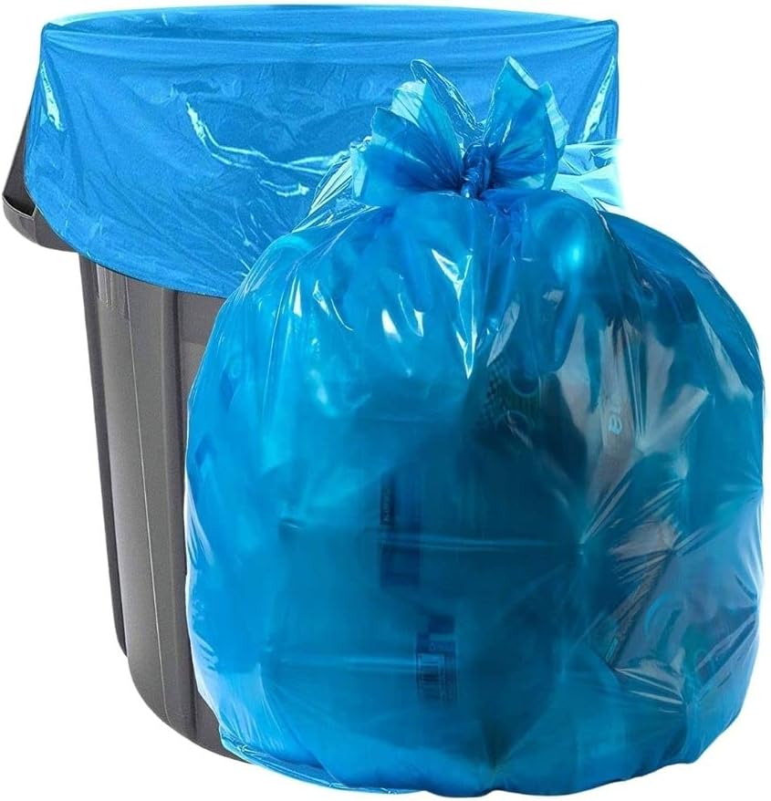 Plasticplace 30-40 Gallon Recycling Trash Bags │ 1.2 Mil│ Blue Garbage Bag Liners │ 33” x 46” (100