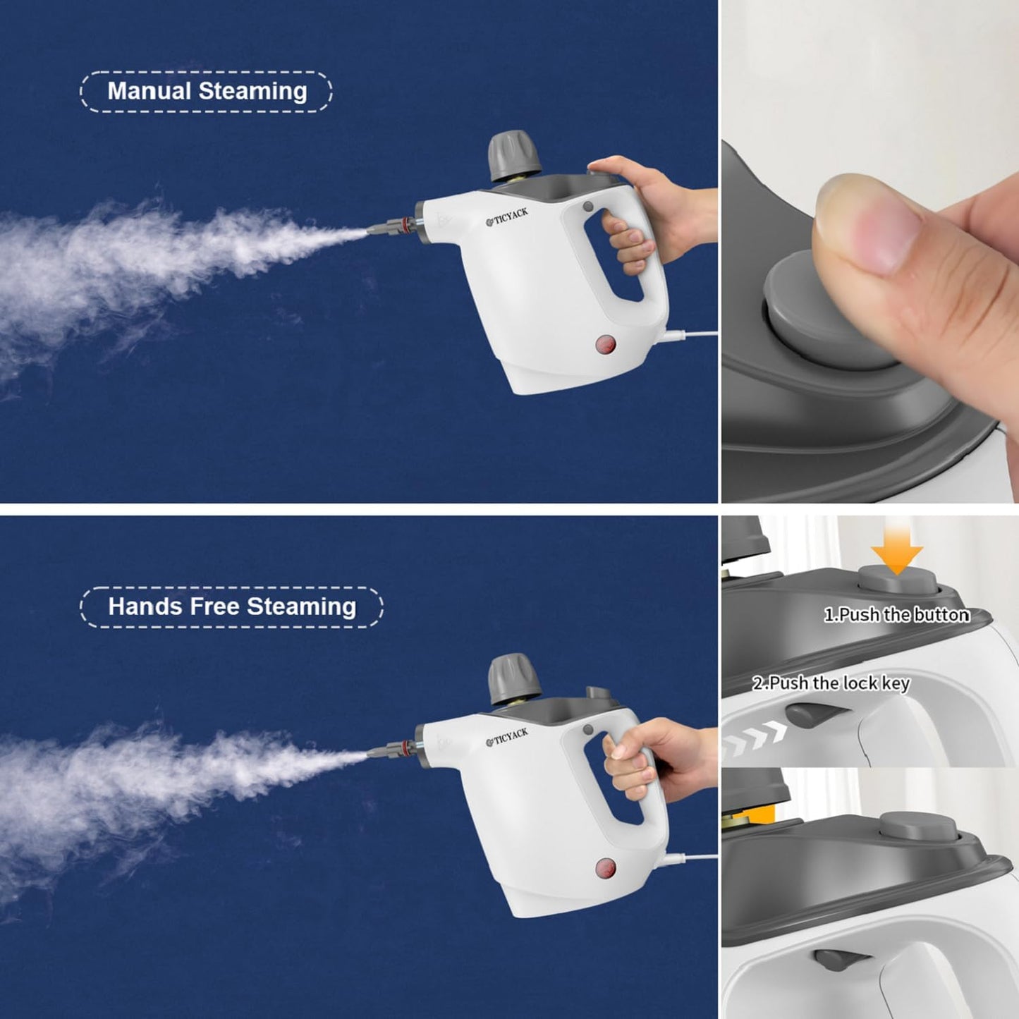 Handheld Steam Cleaner, Steam Cleaner with 16 PCS Accessory & Safety Lock, 500ML Large Capacity