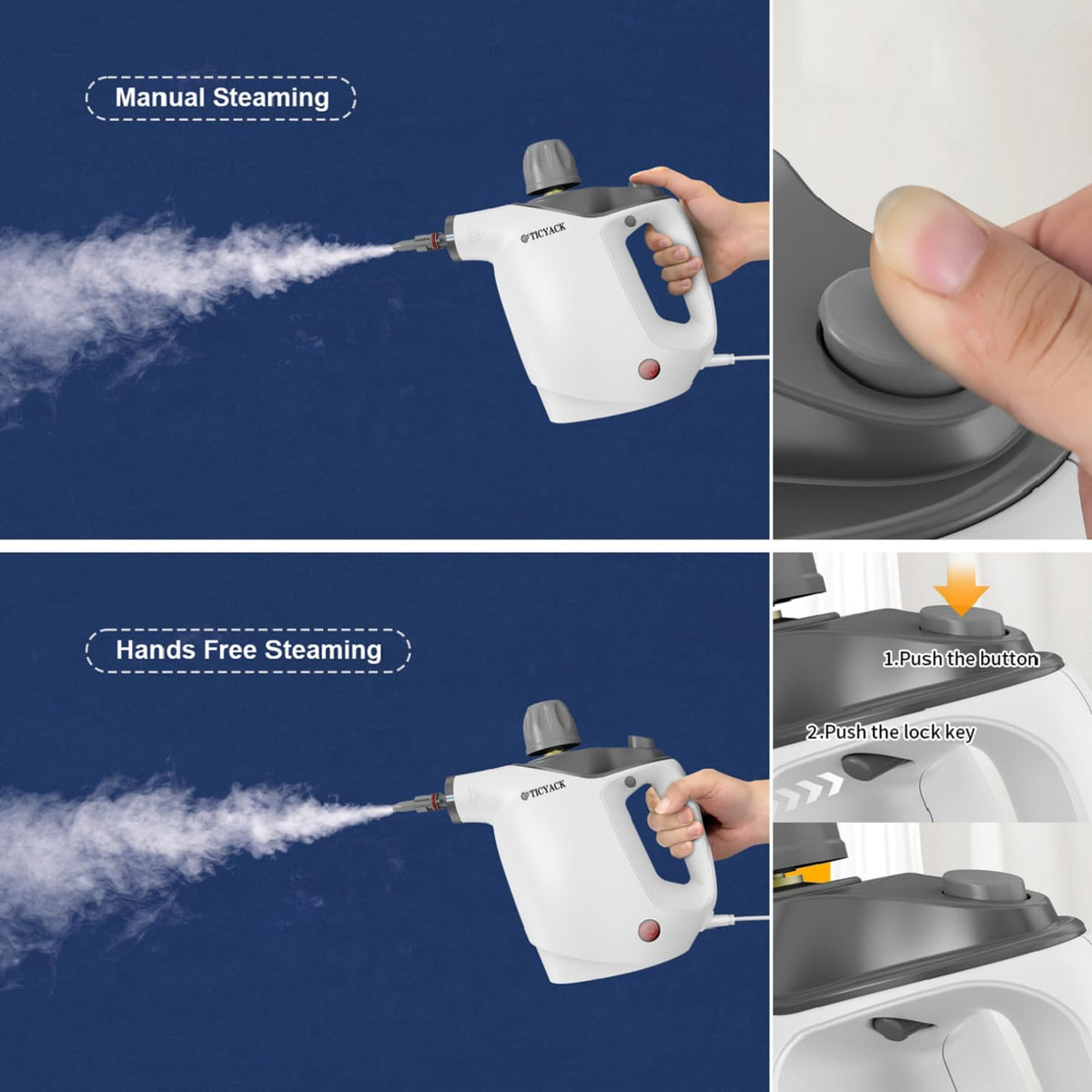 Handheld Steam Cleaner, Steam Cleaner with 16 PCS Accessory & Safety Lock, 500ML Large Capacity