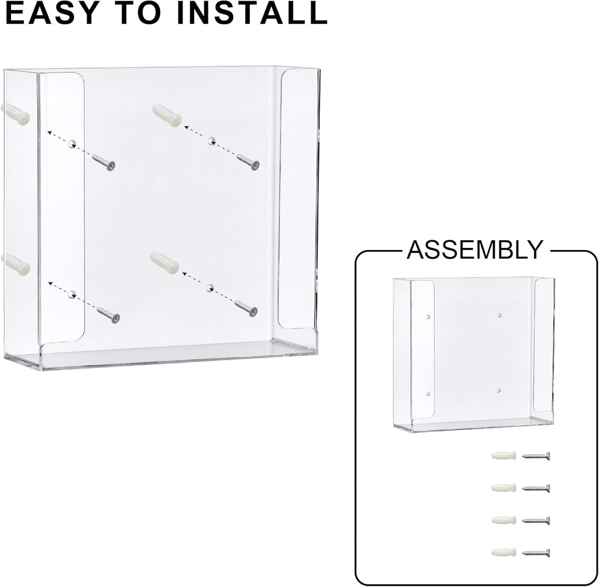 Amazing Abby Acrylic Glove Box Holder, Wall-Mounted Glove Dispenser, Floating Glove Box Organizer