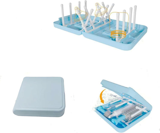 Travel Bottle Drying Rack Space Saving,Foldable Bottle Drain Rack with 16 Ribs,Portable Baby Bottle