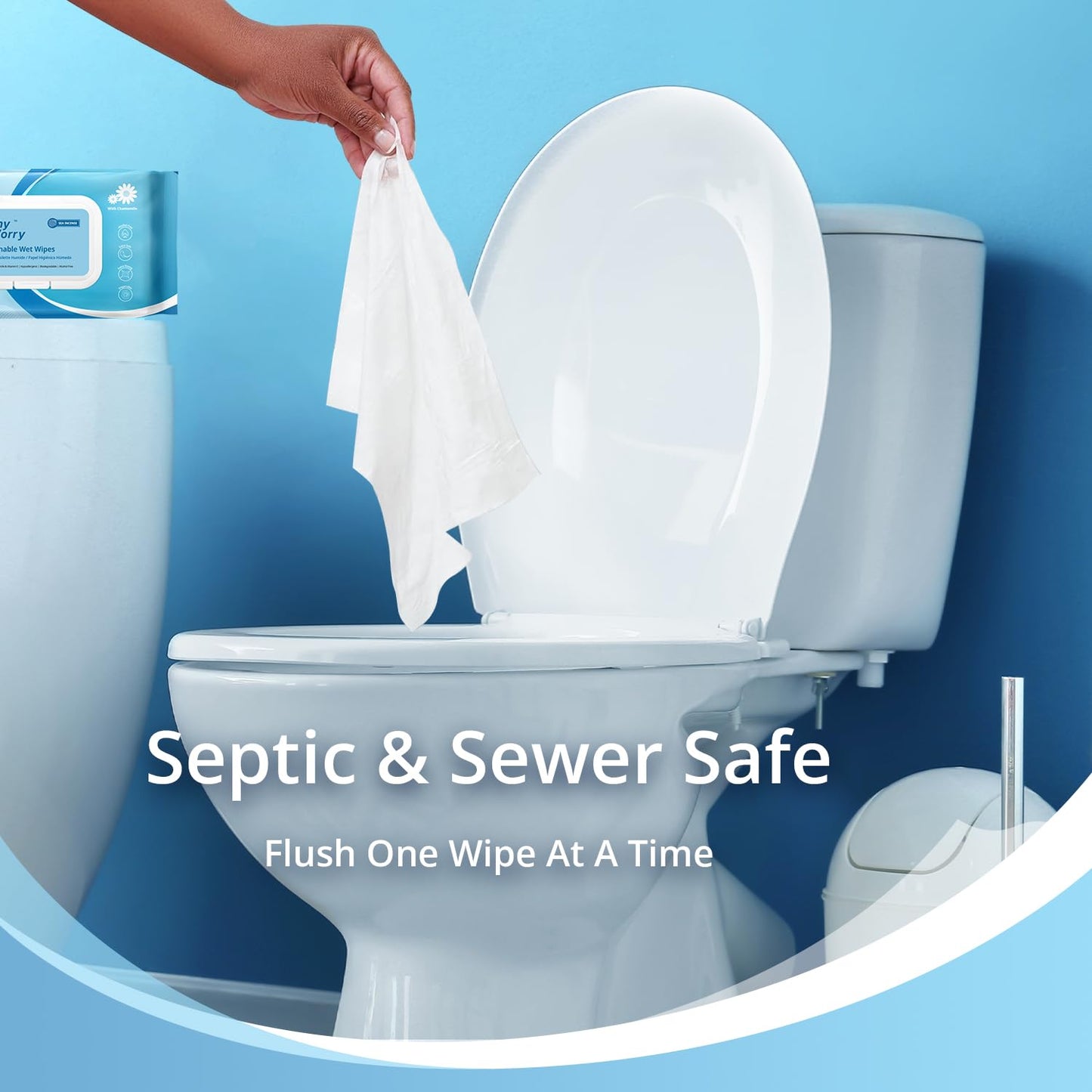 WhyWorry Flushable Wipes for Adults, Extra Large 8"x10" Butt Wipes for Toilet & Personal Cleansing