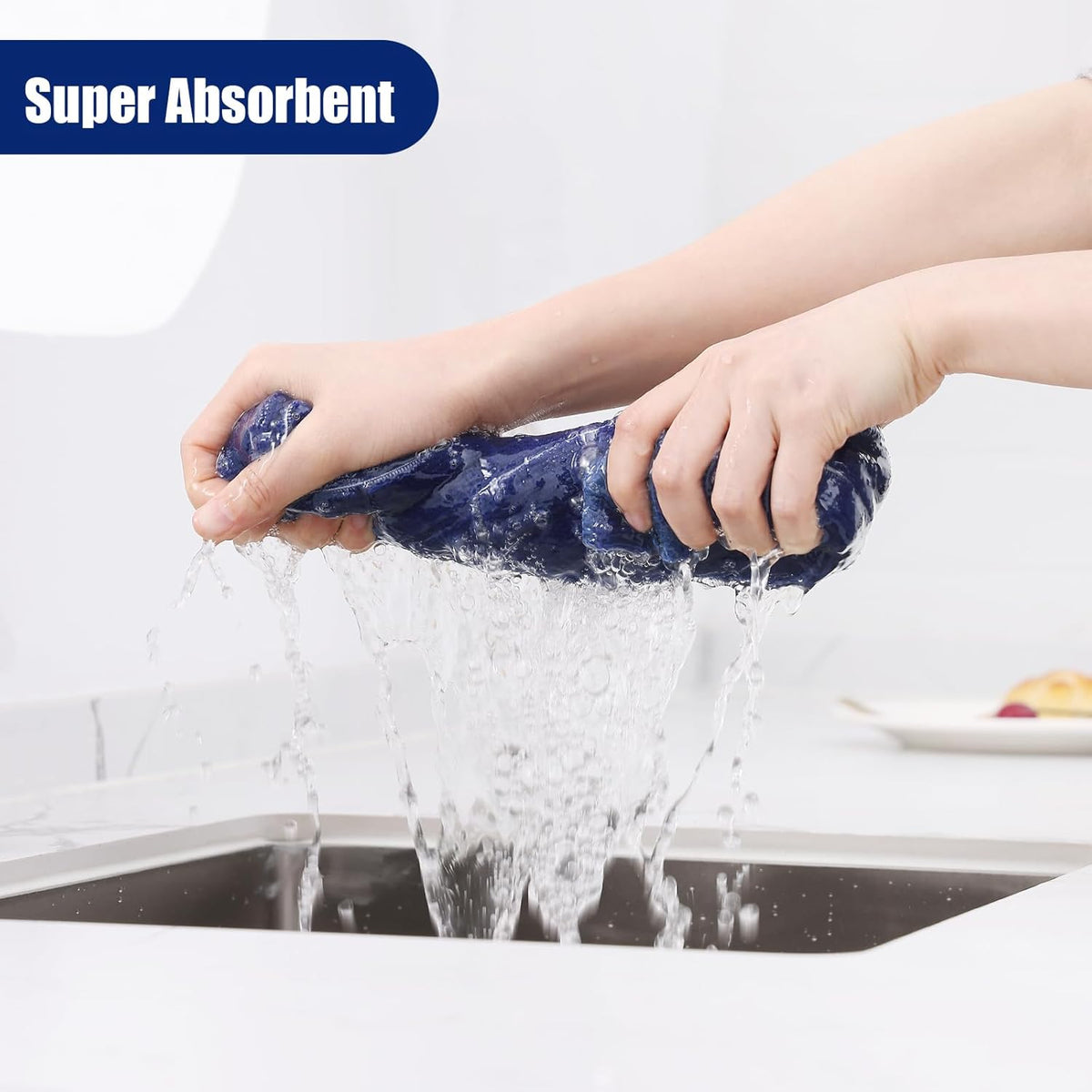 Homaxy Microfiber Kitchen Towels and Dishcloths Set, 12 Pack Soft and Absorbent Dish Hand Towels