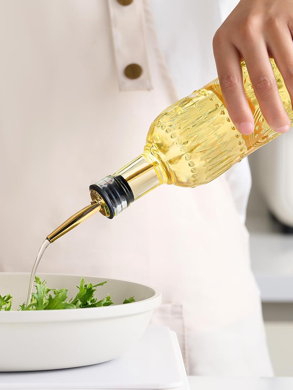 2 Pcs Olive Oil Dispenser Bottle for Kitchen,17oz Clear Glass Cooking Oil and Vinegar Dispenser
