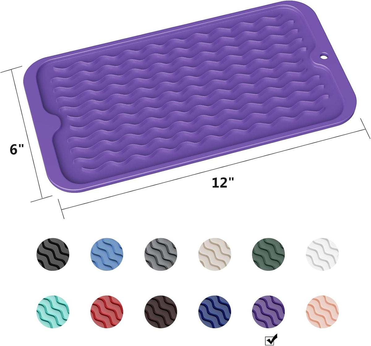 ZLR Silicone Dish Drying Mat for Kitchen Counter, Eco-Friendly Fast Dry Dish Mat, Easy Clean Multi