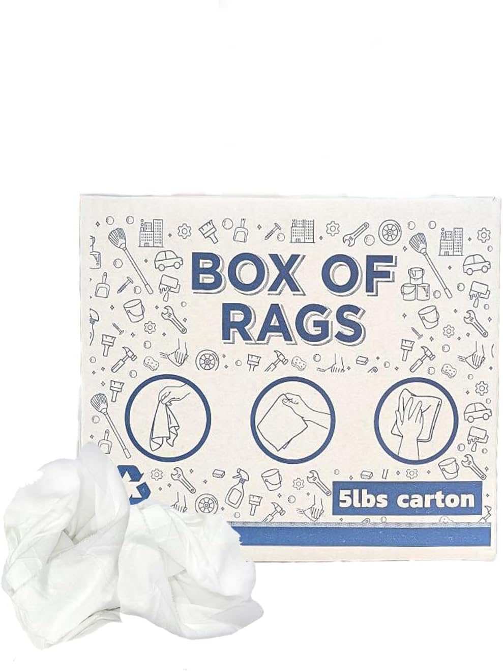 Recycled White Sheeting Cleaning Rags (5 lbs. Box) – Lint Free White Cotton Cloths for