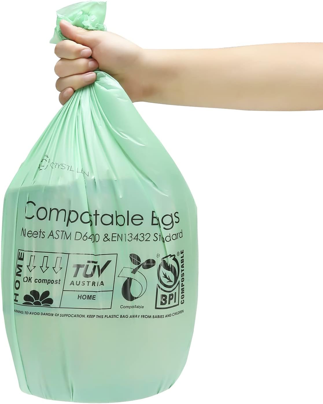 C Crystal Lemon 50 Count Biodegradable Kitchen Food Waste Bags - 6 Gallon Scraps Bags - Heavy Duty