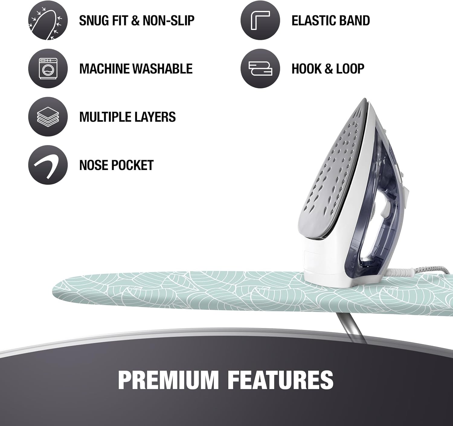 Extra Thick Ironing Board Covers with Pad Standard Size 15x54, Heat Reflective Full Scorch