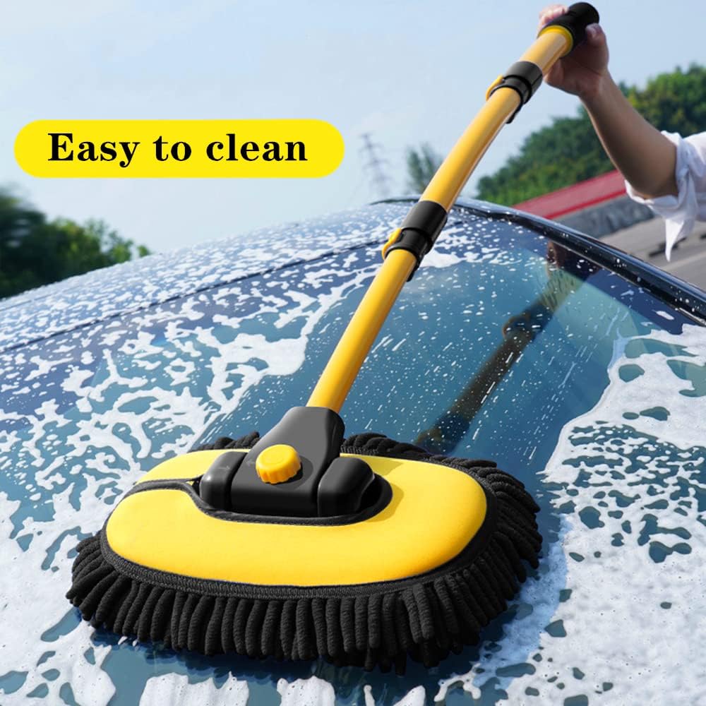 Car Wash Brush with Long Handle, Microfiber Towels Car Wash Kit Cleaning Supplies, Car Wash Mop