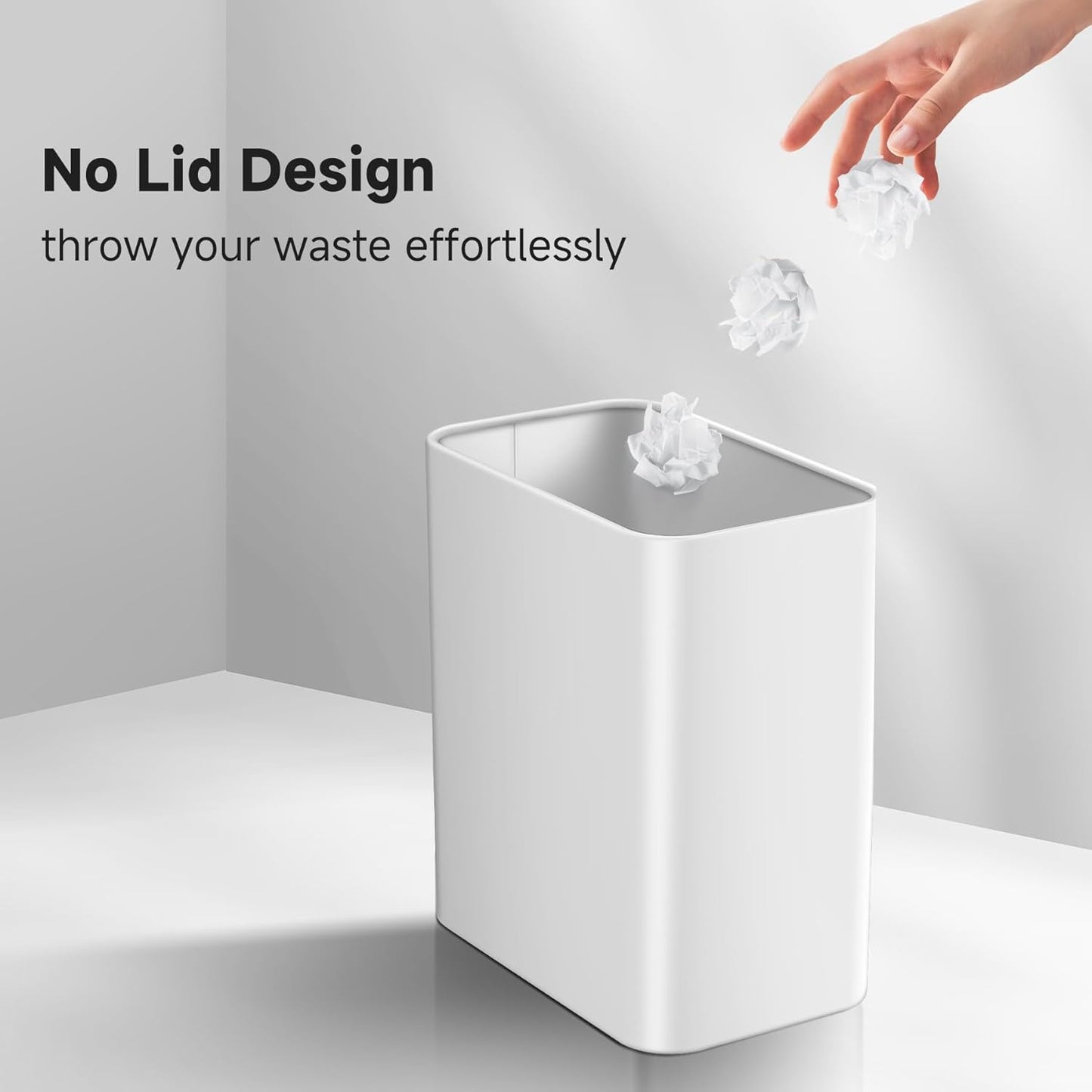 TIPGO Small Metal Trash Can, 2.1 Gallon Slim Trash Can for Bathroom, Wastebasket Garbage Bin for