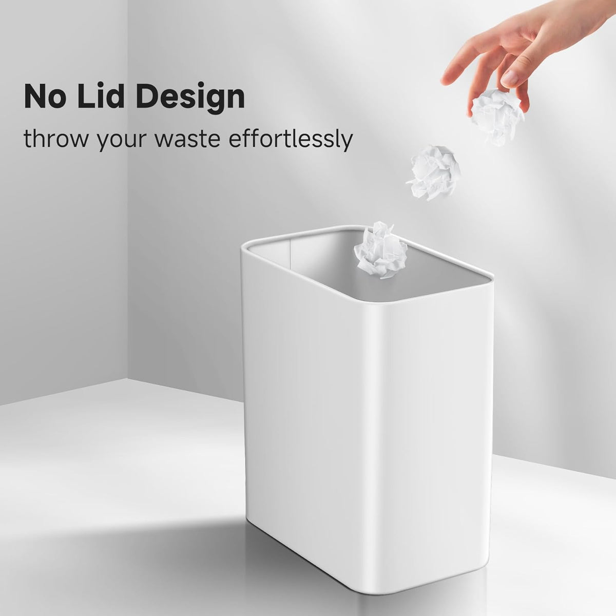 TIPGO Small Metal Trash Can, 2.1 Gallon Slim Trash Can for Bathroom, Wastebasket Garbage Bin for