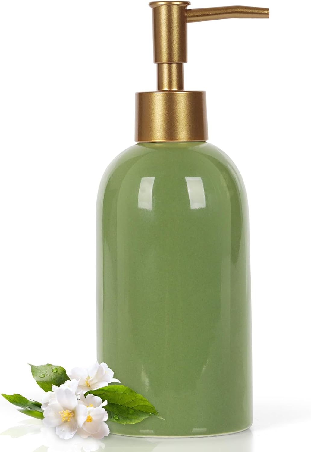 Natheeph 14OZ Ceramic Soap Dispenser Ceramic Soap Pump Dispenser Can Fill Liquid for