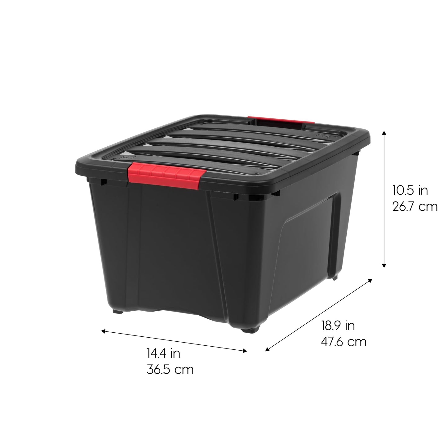 IRIS USA 6-Pack 32 Quart Storage Bins with Lids, Black