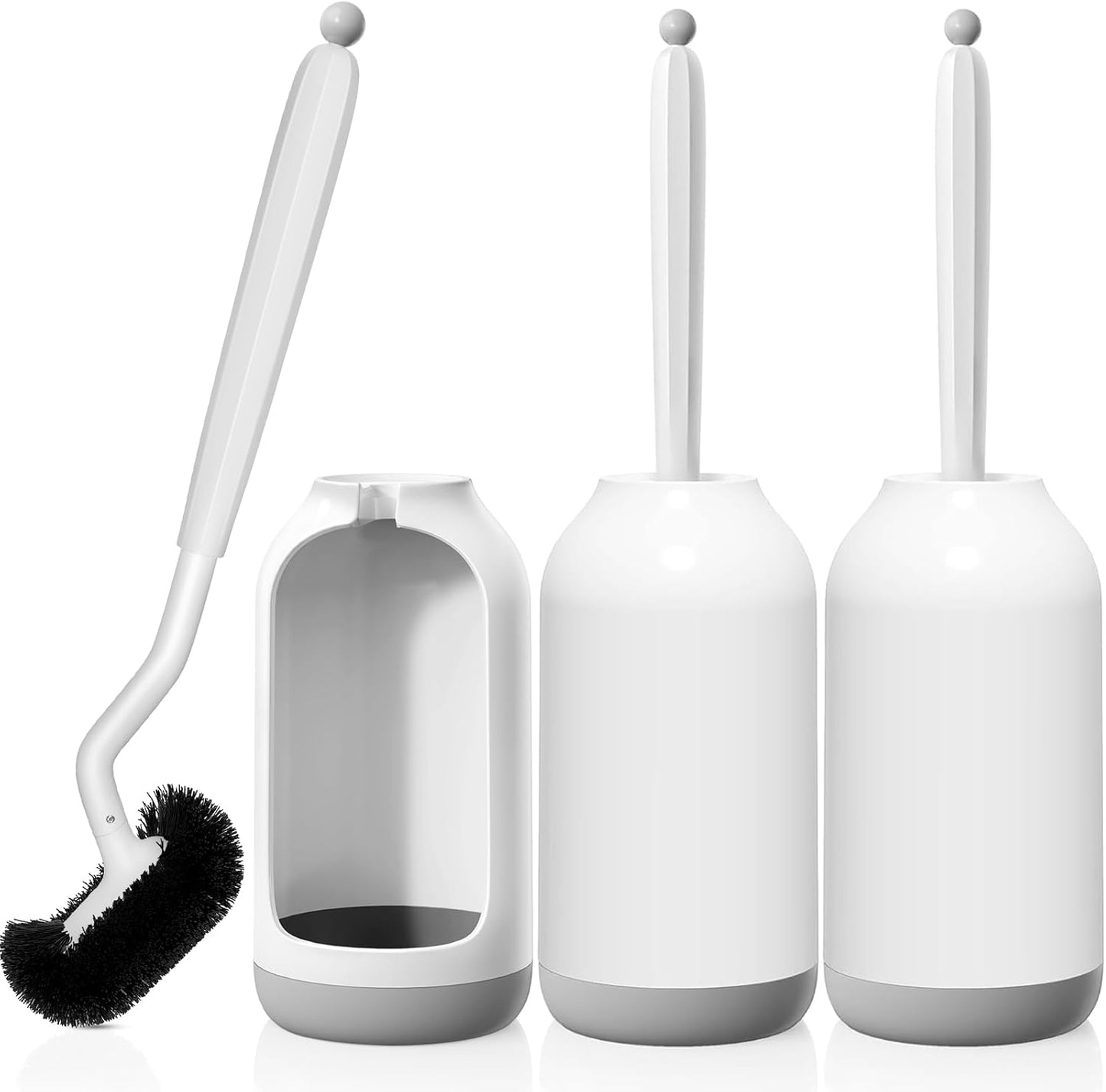 HAMITOR Toilet Bowl Brush Holder Set: 3 Pack Bathroom Deep Cleaning Toilet Cleaner Scrubber Under