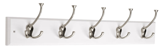 Liberty Hardware 129848 Wall Mounted Coat Rack with 5 Decorative Hooks, 27-Inch, Satin Nickel and
