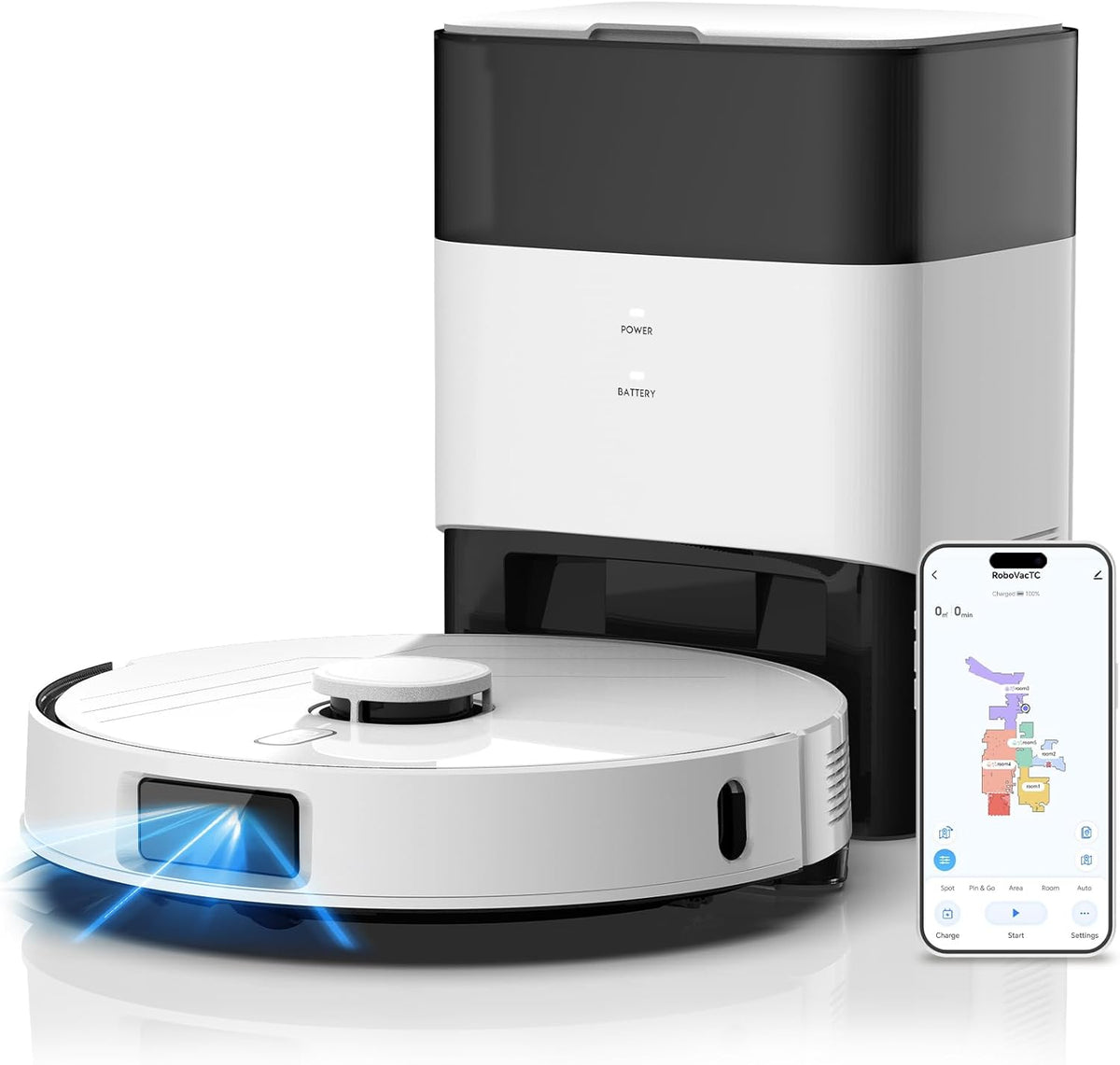 AIRROBO T30+ Robot Vacuum and Mop, Self-Emptying, 6000PA Suction, Proactive Intelligence Avoidance