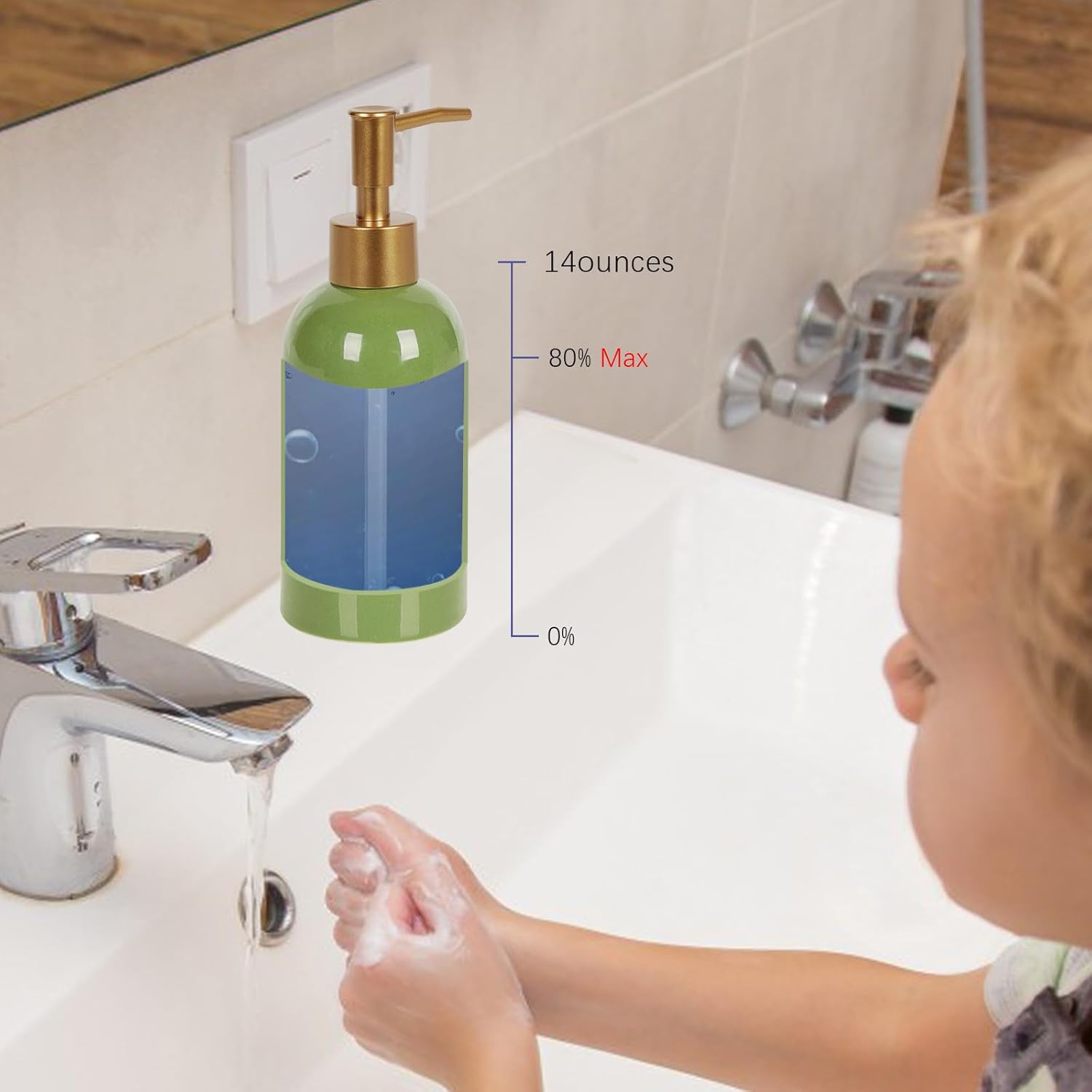 Natheeph 14OZ Ceramic Soap Dispenser Ceramic Soap Pump Dispenser Can Fill Liquid for