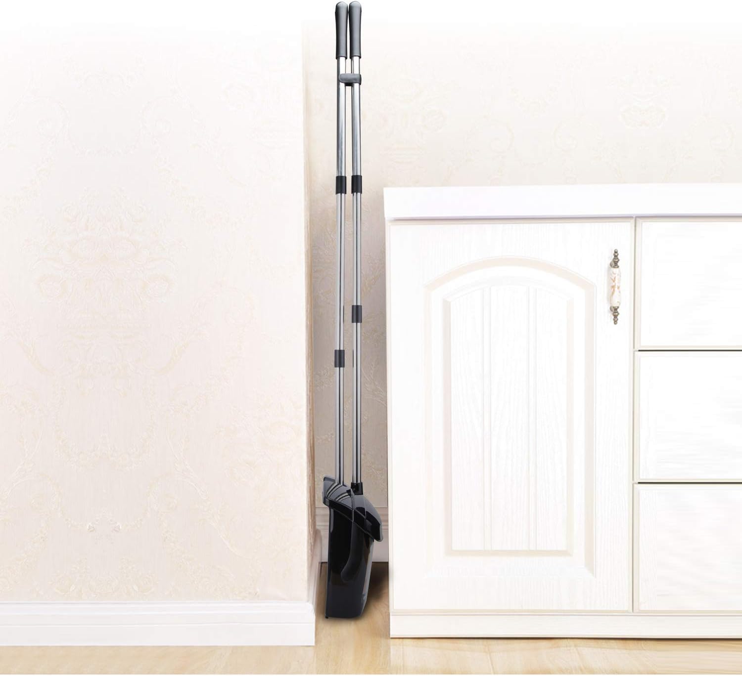 Broom and Dustpan Set for Home with Lid Indoor Upright Dustpan Broom and Dustpan Set Combo Dust Pan
