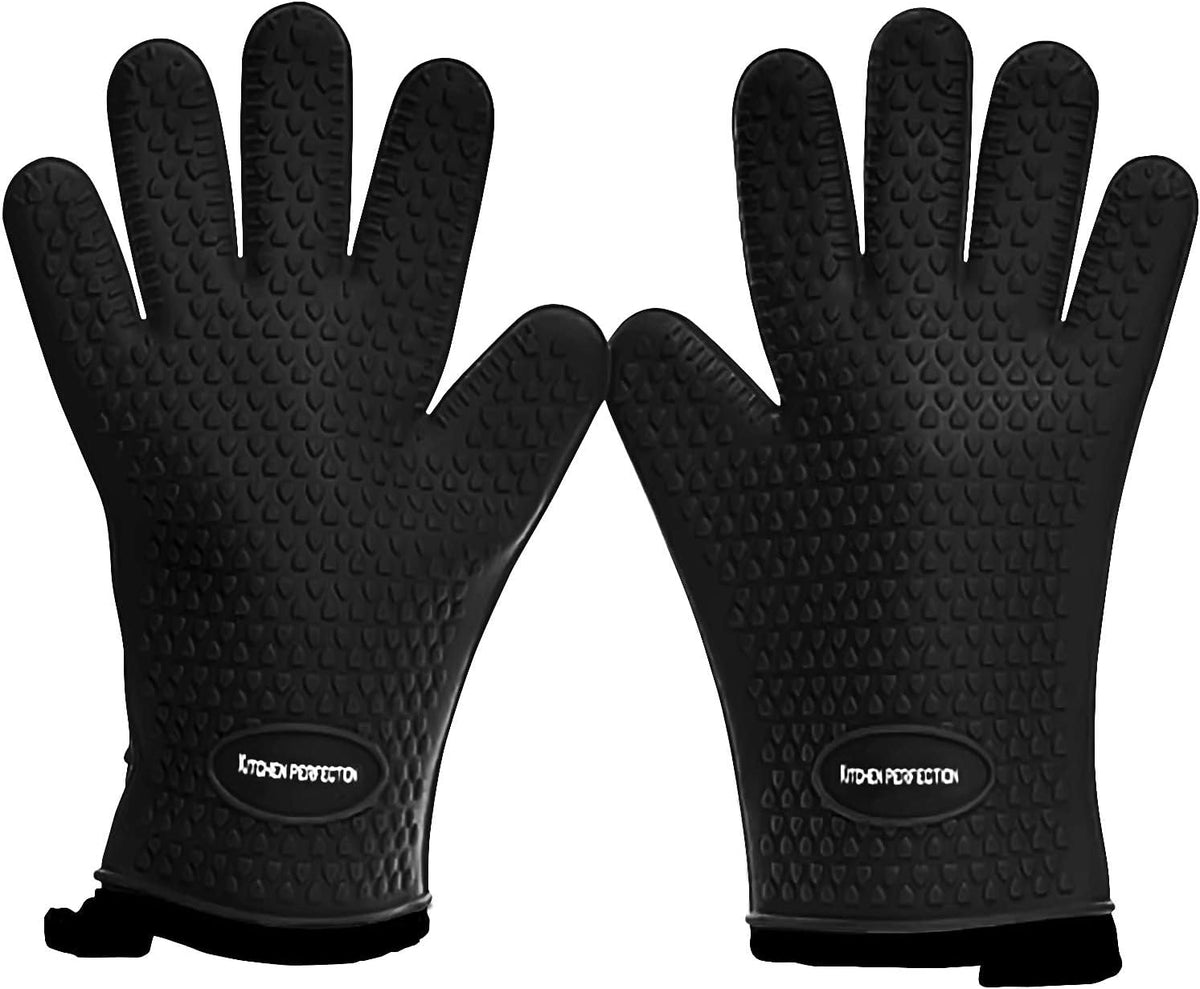 KITCHEN PERFECTION Silicone Smoker Oven Gloves -Extreme Heat Resistant BBQ Gloves -Handle Hot Food